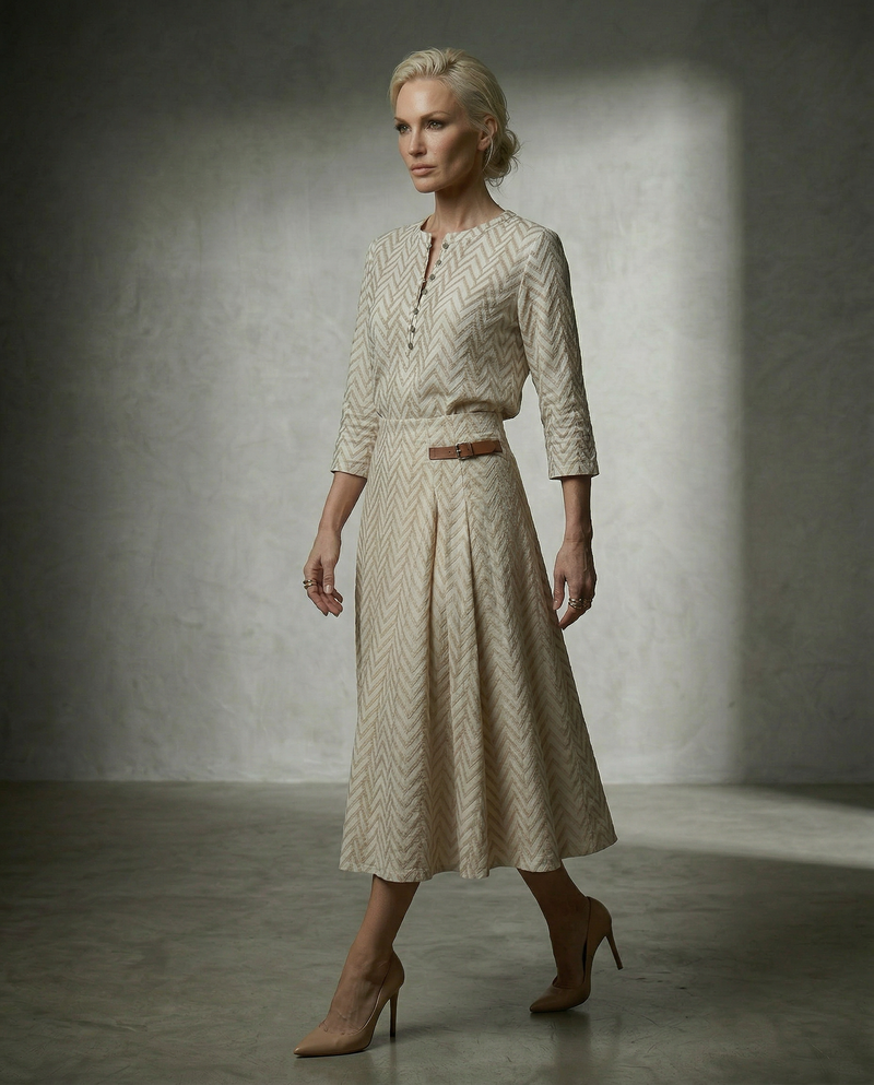 Cotton Broderie Pleated Skirt